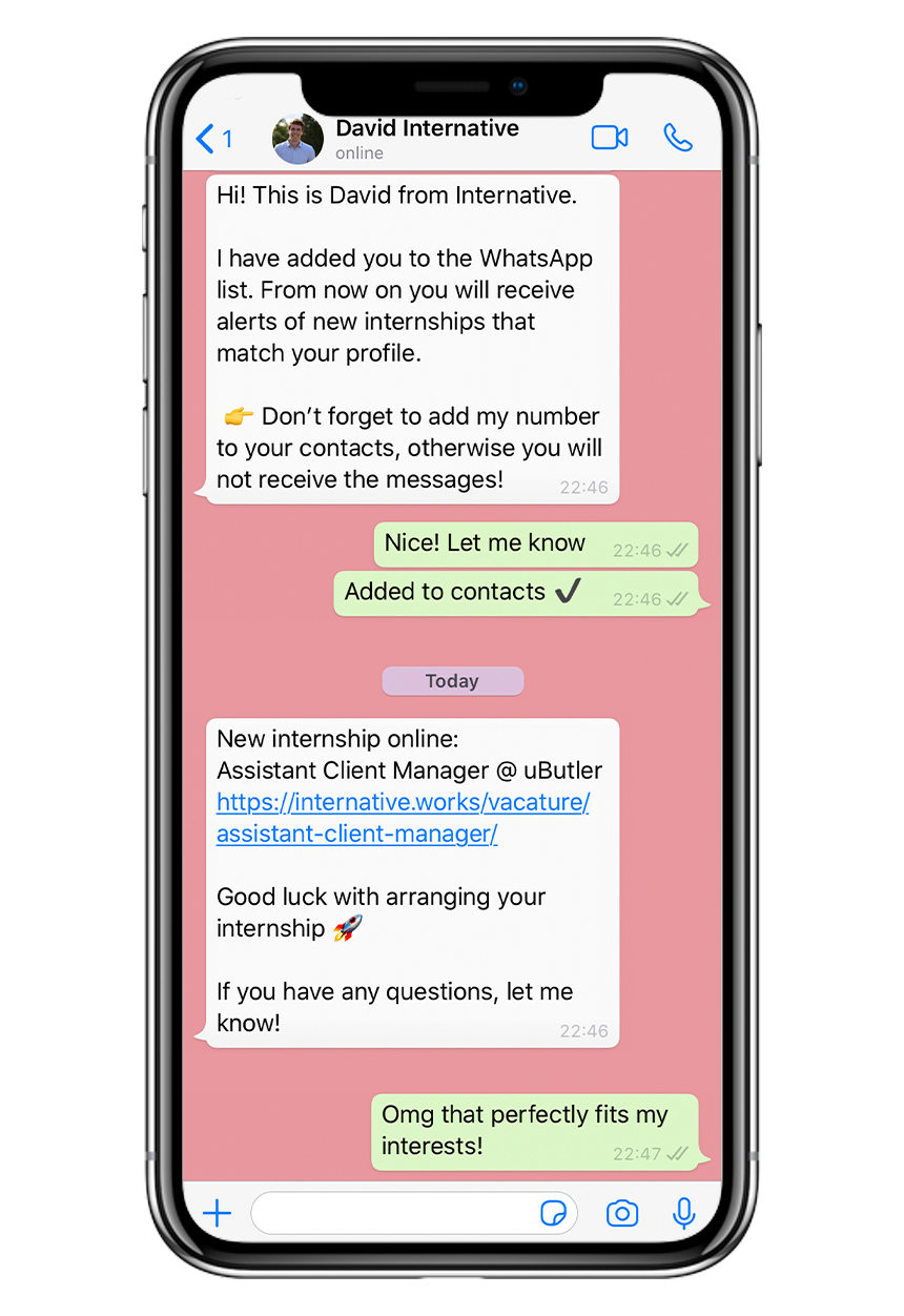 iPhone with WhatsApp-list example